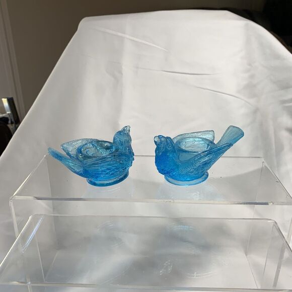 Lot of 2 McKee Glass EAPG Bird with Berry Open Salt Cellar 3 1/2" x 2" 1 3/4" 1 - Picture 10 of 10